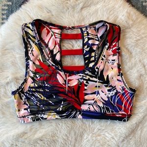 Ideology girls sports bra palm print athletic athleisure crop tank top wear M